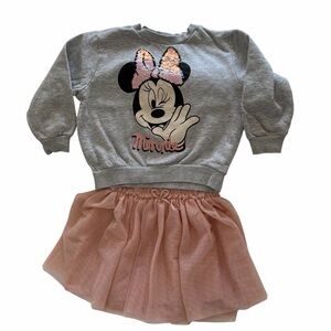 Gray Minnie Mouse Sweatshirt with Pink Tulle Skirt H&M
